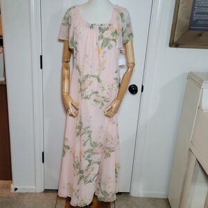 Rachel Parcell Pink Floral Maxi Dress Size XL – Romantic Boho Chic Evening Gown